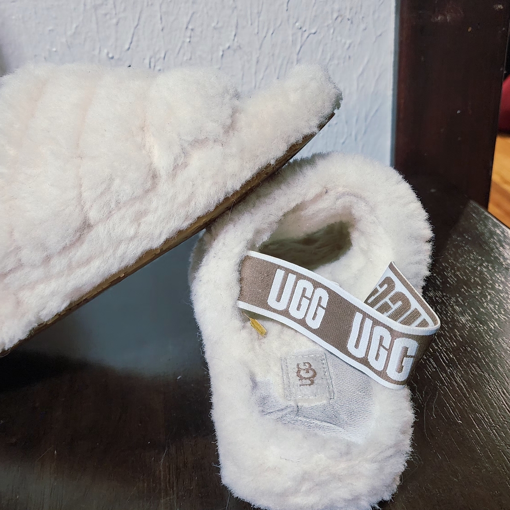 UGG Fluffy White Slippers